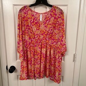 Dear Scarlett Pink and Yellow Paisley Blouse